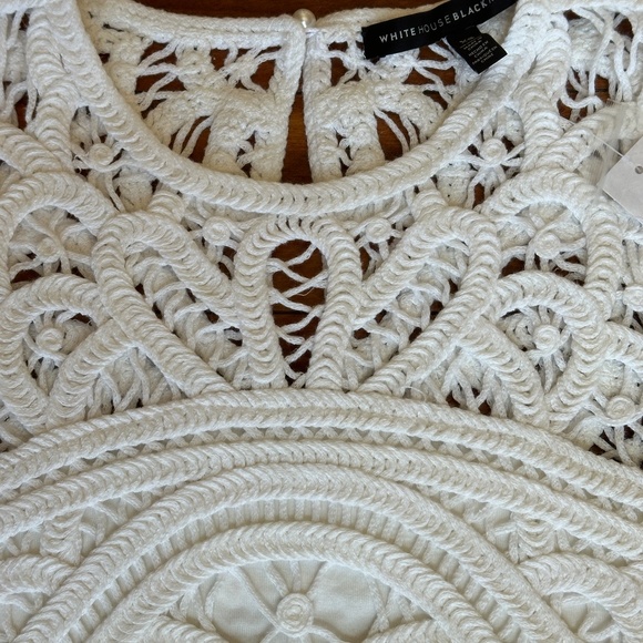WHITE HOUSE BLACK MARKET CROCHET SLEEVELESS TANK TOP:NWT SOFT WHITE  XS - Picture 6 of 14